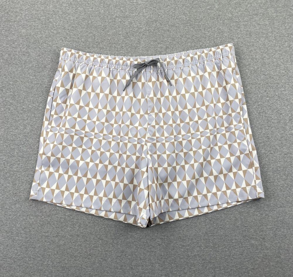 Open Edit Nordstrom Mens XL Recycled Volley Swim Trunks 4" Purple Diamond Grid